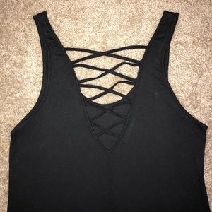 Maurices black strappy back 24/7 tunic tank top